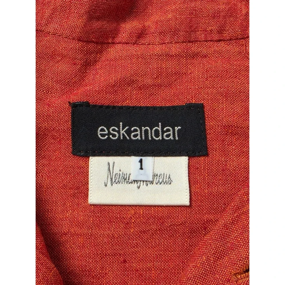 Eskandar Two Piece Linen Set Womens Size 1 Red Sleeveless Side Slit Button Front